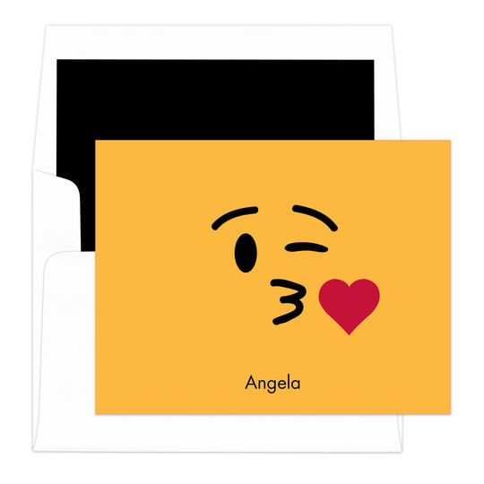 Yellow Kiss Emoji Folded Note Cards